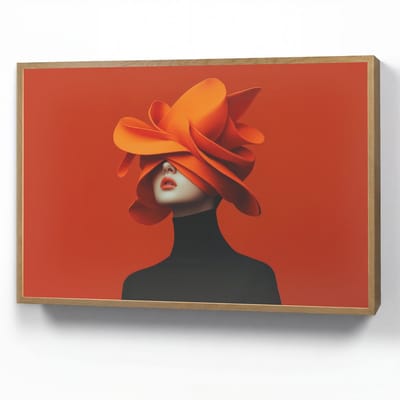 Wandlamp 90x60 cm - Oplaadbaar - Oranje - Hoed - Vrouw - Wandlampen binnen woonkamer - Slaapkamer lamp - Decoratieve nachtlamp - Vloerlamp draadloos