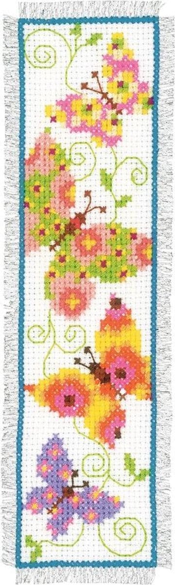 Vervaco - Bladwijzer kit - Fladderende vlinders I - PN-0021727 - Borduren - Borduurpakket - Borduurpakket volwassenen - Borduurpakket kind