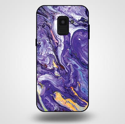 Smartphonica Telefoonhoesje voor Samsung Galaxy A8 2018 met marmer opdruk - TPU backcover case marble design - Goud Paars geschikt voor Samsung Galaxy A8 2018