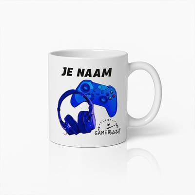 Gepersonaliseerde Gamer Mok – Koffiebeker met Eigen Naam, Gamecontroller & Headset Design – Perfect Cadeau voor Gamers