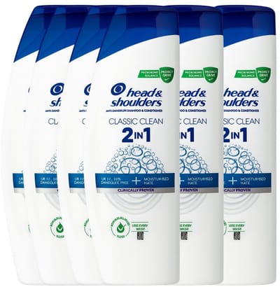 Head & Shoulders Classic 2-in-1 - Anti-Roos Shampoo - Fris en schoon haar - Voordeelverpakking 6 x 330 ml