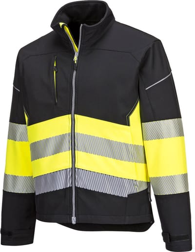 Portwest PW3 Hi-Vis Softshell jack (3L) Klasse 1 PW375 - Zwart/Geel - XS
