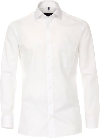 Casa Moda Heren Overhemd Wit Twill Effen Comfort Fit - 38