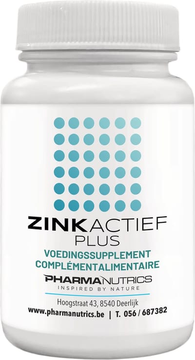 ZINK ACTIEF PLUS 100 Tabl Pharmanutrics- Natuulijke Zink- Weerstand - haar - Huid - Natuurlijk Complex