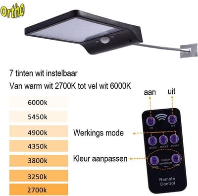 Ortho® - Luxe Buitenlamp met Bewegingssensor - LED - Draadloos - Tuinverlichting met Stang - Zonne-energie - 3 standen