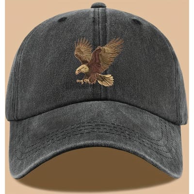 Baseballpet met adelaarsprint, verstelbaar voor zowel mannen als vrouwen, geschikt voor wandelen, vissen en vakantie-exploratie (black,Adjustable) black