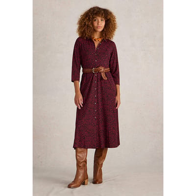 White Stuff Rua Jersey Shirt Dress Pink Print Maat: 10 PETITE | Blousejurken Outlet | Dames | Roze