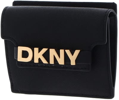DKNY Leren kaarthouder Avril Card Case Blk / Gold zwart