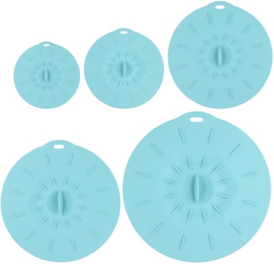 Dailygoods - Siliconen deksels 5 stuks siliconen zuignapdeksels, set siliconen deksels voor potten, 5 maten, universeel deksel van siliconen voor potten, herbruikbaar siliconen deksel