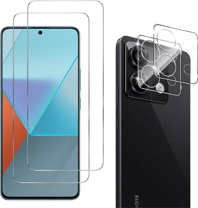 Screenprotector geschikt voor Xiaomi Redmi Note 13 Pro 5G - 2 stuks Beschermglas van glas Transparante glazen schermbeschermfolie + 2 stuks Camera Protector