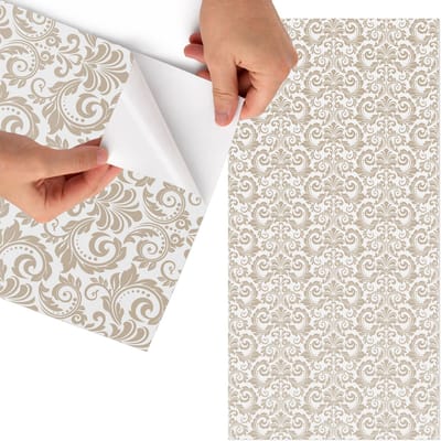 Tulup Meubelfolie - Klassiek patroon Meubel Wrap Folie - 65x130 cm - Beige Meubelfolie - Meubel Wrap Folie - Klassiek Meubelfolie - Plakfolie Meubels - Keuken decoratie - Achtergronden en patronen