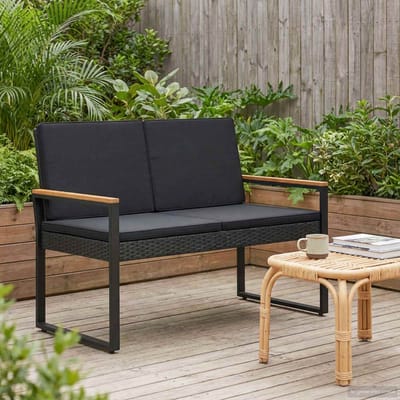 vidaXL - Tuinbank - 2 - -Seater - 107 - x - 61 - x - 80 - cm - poly - rattan - Zwart