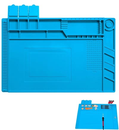 Dailygoods - Magnetic Solder Mat - Solder Mat voor Reparatie - Hittebestendig - Blauw - Siliconen Reparatiemateriaal - Geschikt voor Elektronica - 45...