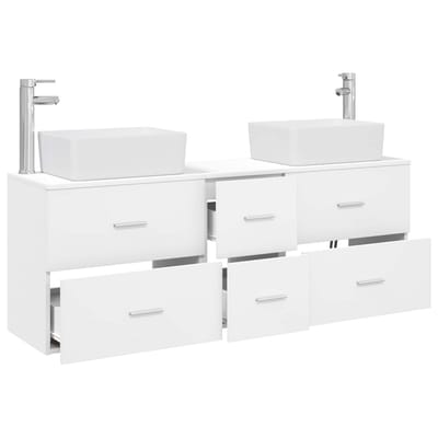 vidaXL - Badkamerkast - set - 3 - st - Wit - 136 - x - 35 - x - 80 - cm - Bewerkt - hout