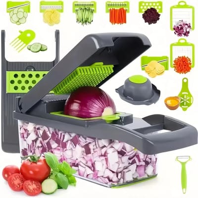 14/16 in 1 Multifunctionele Groentesnijder Handvat Voedselrasp Voedselhakker Groentesnijder Blokjessnijder Keukenartikelen cocina black