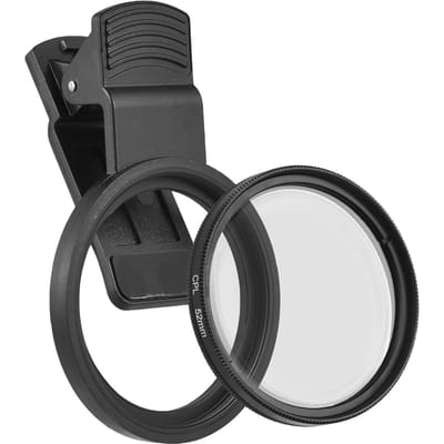 Filtre CPL 52mm pour objectif d'appareil photo de téléphone, filtre polariseur à clipser avec remplacement de Clip d'objectif de téléphone pour noir
