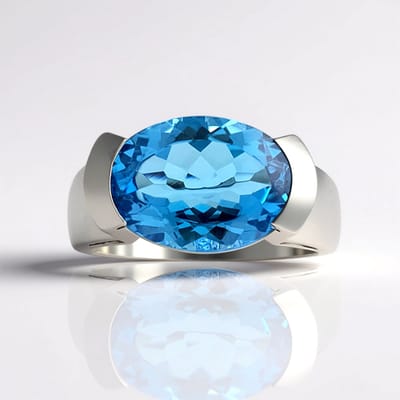 Cavill - Zilveren Ring met 6,3 Karaat Marambaia Topaas - Sterling Zilver Gerhodineerd - Ovale Topaas, Braziliaanse Edelsteen, Elegante Sieraden