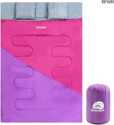 RFWR® Dubbele Slaapzak voor Kamperen en Wandelen - Lichtgewicht, Waterdicht en Comfortabel voor 2 Personen