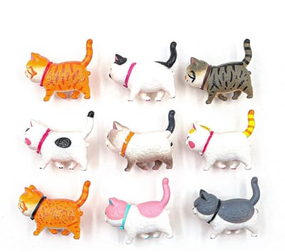 Dailygoods- Koelkastmagneet 9 stuks - Kittens - Verchroomde Magneet - Decoratie - 360° Draaiend Hoofd - Duurzaam PVC - Magneten