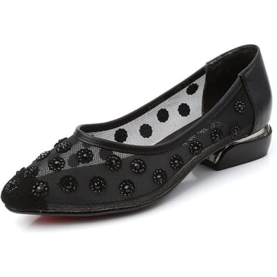 Hot Diamond Uitgeholde Dames Mesh Schoenen Nieuwe Zomer Holle Enkele Schoenen Dames Platte Zool Ademende Sandalen Zachtzool Moederschoenen 43