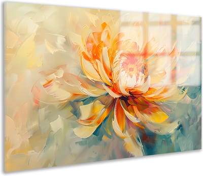 Chrysant glasschilderijen - Bloem glasschilderij - Schilderijen glas Abstractie - Landelijke schilderijen - Acrylglas schilderijen - Slaapkamer muurdecoratie acrylglas 150x100 cm