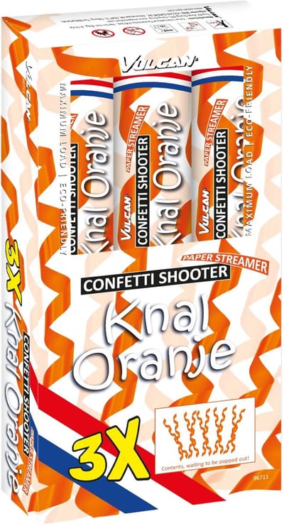 3 Stuks Confetti Shooter - Knal Oranje - Papieren Slierten - Schiet 5 tot 8 Meter
