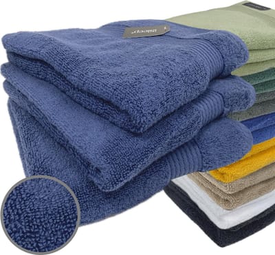 iSleep Terry Handdoek - 3 Stuks - 60x110 cm - Donker Blauw
