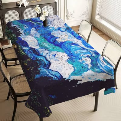 Sterrennacht Van Gogh Kunst Tafelkleed Polyester Print Waterdicht Oliebestendig Rechthoekig Feest Tafelkleed Tafelkleed Picknickmat 90x140cm