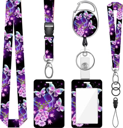 Nek en Pols Keycords met Uittrekbare Sleutelhanger & Badgehouder - Afneembare Lanyard - Trekkoord Badge Pashouder - Clip Keykoord - Intrekbare Houder voor Kaart/Sleutels - Universeel Telefoon, GSM Koord - Sleutelkoord/Nekkoord - Telefoonkoord Ketting