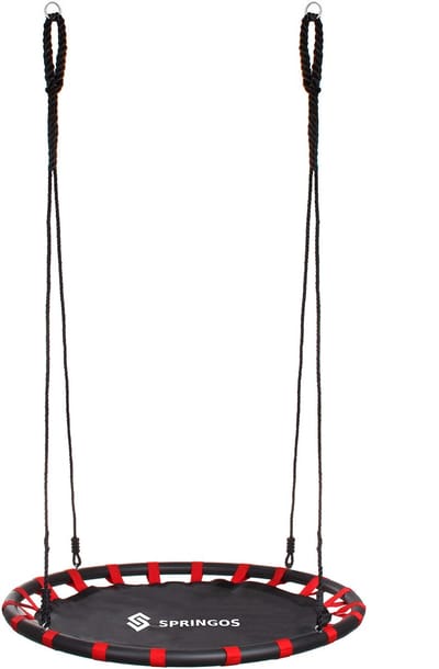 Springos Nestschommel | Kinderschommel | Ø110 CM | Max 100 KG | Zwart / Rood