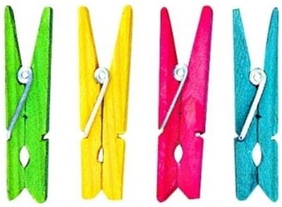 Rayher hobby Kleine Houten knijpers - 48x stuks - gekleurd mix - 4,5 cm