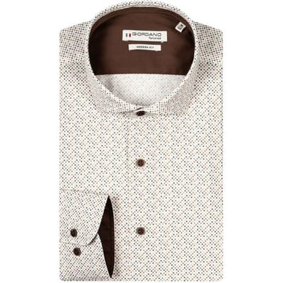 Giordano Overhemd Row Cutaway Mini Abstract Pattern Subtle Stretch Off White-Multi / male