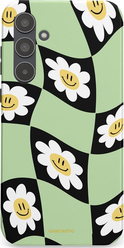 Casetastic hoesje geschikt voor Samsung Galaxy A55 - Dubbellaagse bescherming - Golvende madeliefjes - Fashion Case - Mintgroen Zwart Wit Beige
