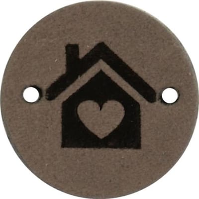 Durable Leren Rond Label met Huisje Opdruk – 2 cm – Set van 2 Stuks