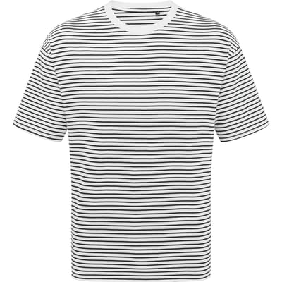Premier Unisex Volwassen Utility 2.0 Contrast Gestreept Overmaat T-shirt (Zwart/Wit)