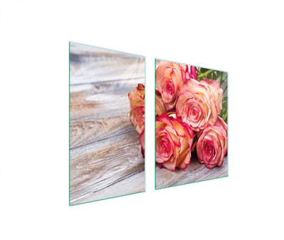 TMK ArtDeko Serie - Glazen Snijplank - 100x52 cm - RVS - Roos Motief