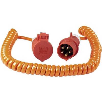AS Schwabe 70416 Stroom Verlengkabel 16 A Oranje, Rood 5.00 m H07BQ-F 5G 1,5 mm² Spiraalkabel