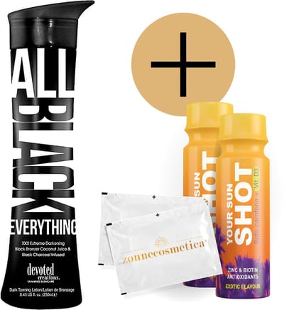 Devoted Creations - All Black Everything + 2 Your Sun Shots + 2 Verfrissingsdoekjes