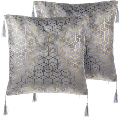 CAMELLIA - Sierkussen set van 2 - Zilver - 45 x 45 cm - Polyester