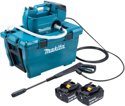 Makita DHW 080 G2K Snoerloze hogedrukreiniger 36 V ( 2x 18 V ) 80 bar 380 l/u Borstelloos + 2x accu 6.0 Ah - zonder lader