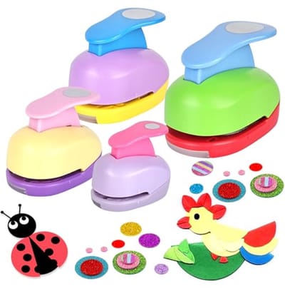 Ronde perforator set voor scrapbooking - 4 stuks, 1 gat, diverse diameters (10 mm, 15 mm, 25 mm, 38 mm)