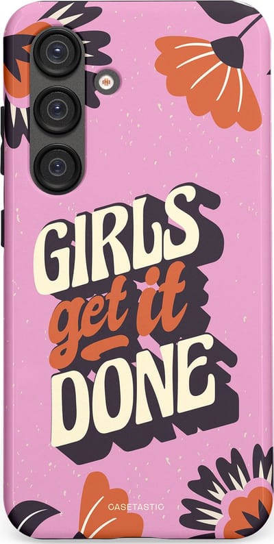 Casetastic hoesje geschikt voor Samsung Galaxy S25 - Dubbellaagse bescherming - Girls get it done - Fashion Case - Lila Donkergrijs Terracotta