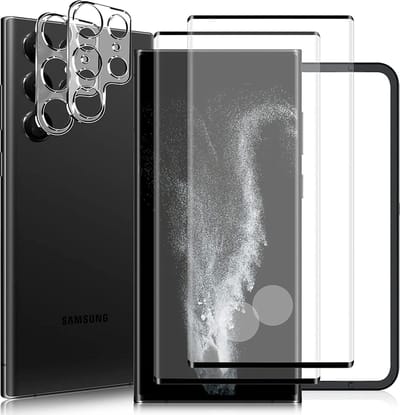 Casemania Glas Combi Geschikt voor Samsung Galaxy S23 Ultra Screenprotector Glas Gehard - Camera Lens Glas - Tempered Glass - Volledige Bescherming - 2 Stuks