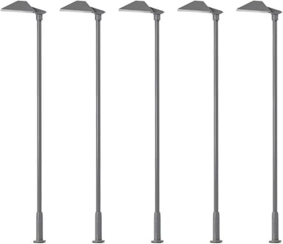 5x H0 Modelspoor Verlichting Straatlantaarns Koud Wit - Set van 5 Metalen Straatlampen Schaal 1:87