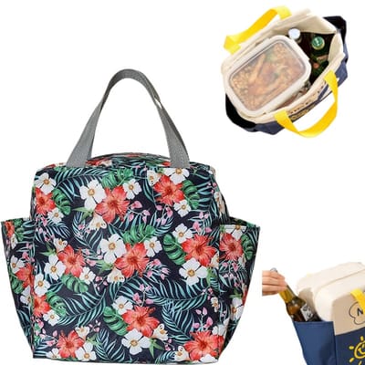 Lunchtas – Unisex – Herbruikbaar – Geïsoleerde lunchtas – Lekvrije en koelhoudende tas – Voedseldrager – Opbergtas – Essentieel voor op reis – Bento-tas met verdikte aluminiumfolie – Ideaal voor het inpakken van lunches – 25 x 25 x 14 cm
