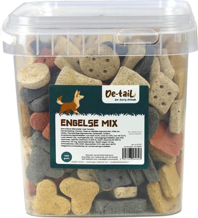 De-Tail Hondenkoekjes Engelse mix groot emmer 1300gram
