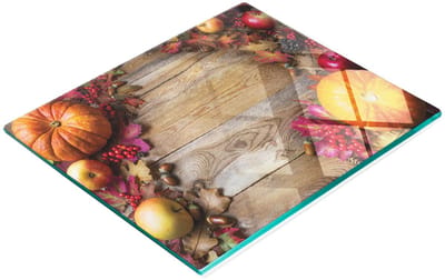 Keukenplank van gehard glas met decoratieve afbeeldingen van pompoenen en appels, 60x52 cm