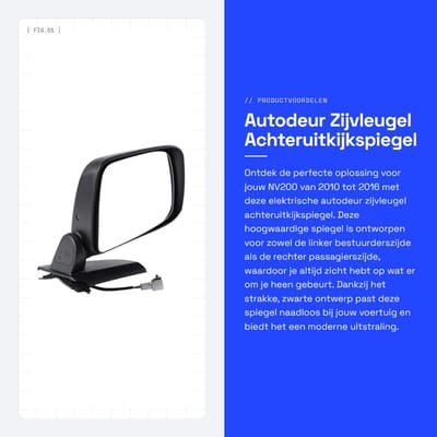 Dailygoods - Autodeur Zijvleugel Achteruitkijkspiegel - Elektrisch - Eenvoudige Installatie - Zwart - NV200 2010-2016 - Links en Rechts - Compleet