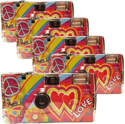 5-Pack Wegwerpcamera's voor Feest en Bruiloft - Met Flits en 27 Fotos', Rode Editie
