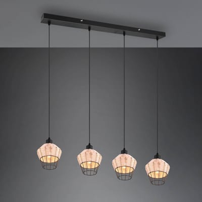 Reality Leuchten Hanglamp Borka, 4-lamps, natuur